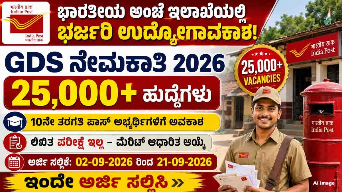 India Post GDS Recruitment 2026 for 25,000+ Gramin Dak Sevak vacancies for 10th pass candidates
