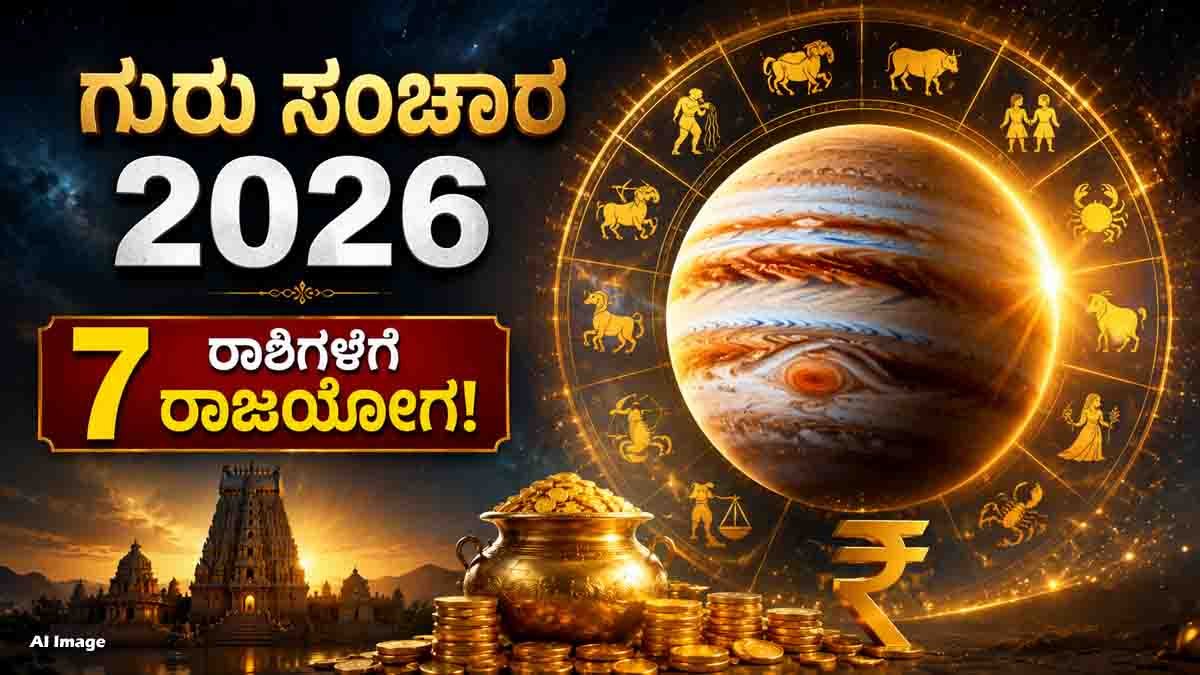 Jupiter Transit 2026 : ಗುರು ಬಲದಿಂದ ಬದಲಾಗಲಿದೆ ಇವರ ಹಣೆಬರಹ! ಆಗಸ್ಟ್ 22 ರಿಂದ 7 ರಾಶಿಯವರಿಗೆ ಮುಟ್ಟಿದ್ದೆಲ್ಲಾ ಚಿನ್ನ? 1 Jupiter Transit 2026 brings Rajyoga, wealth and career opportunities for 7 zodiac signs