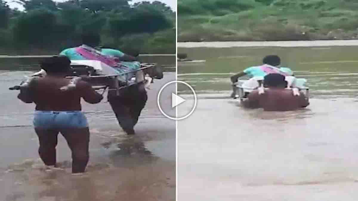 Kolamguda Pregnant Woman Rescued Through Floodwaters by Villagers in Telangana
