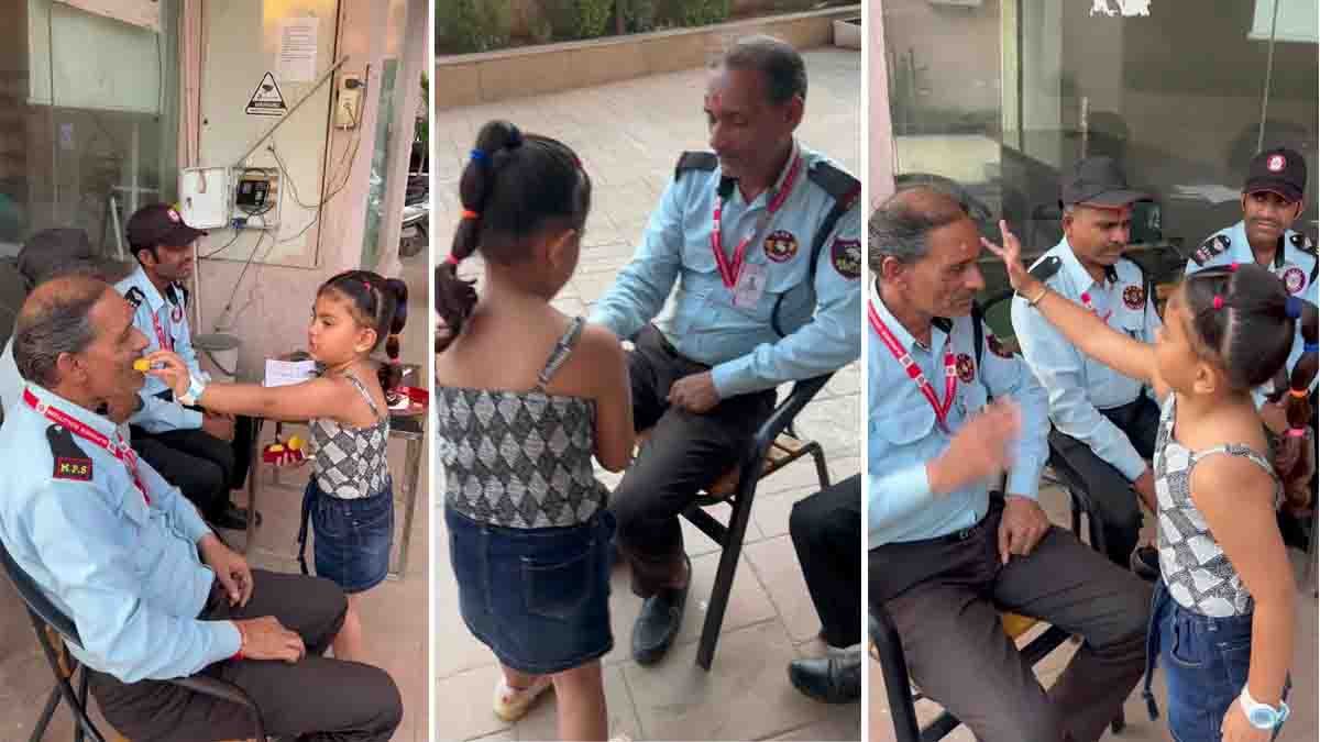 Raksha Bandhan Viral Video shows little girl tying Rakhi to security guards
