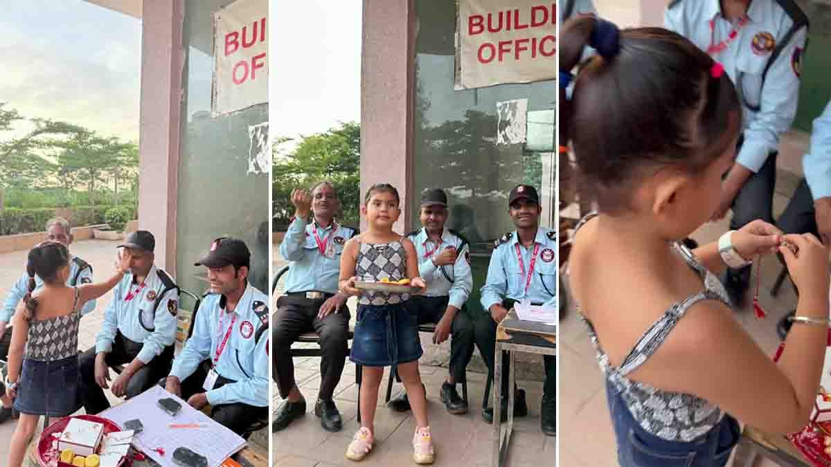 Raksha Bandhan Viral Video shows little girl tying Rakhi to security guards