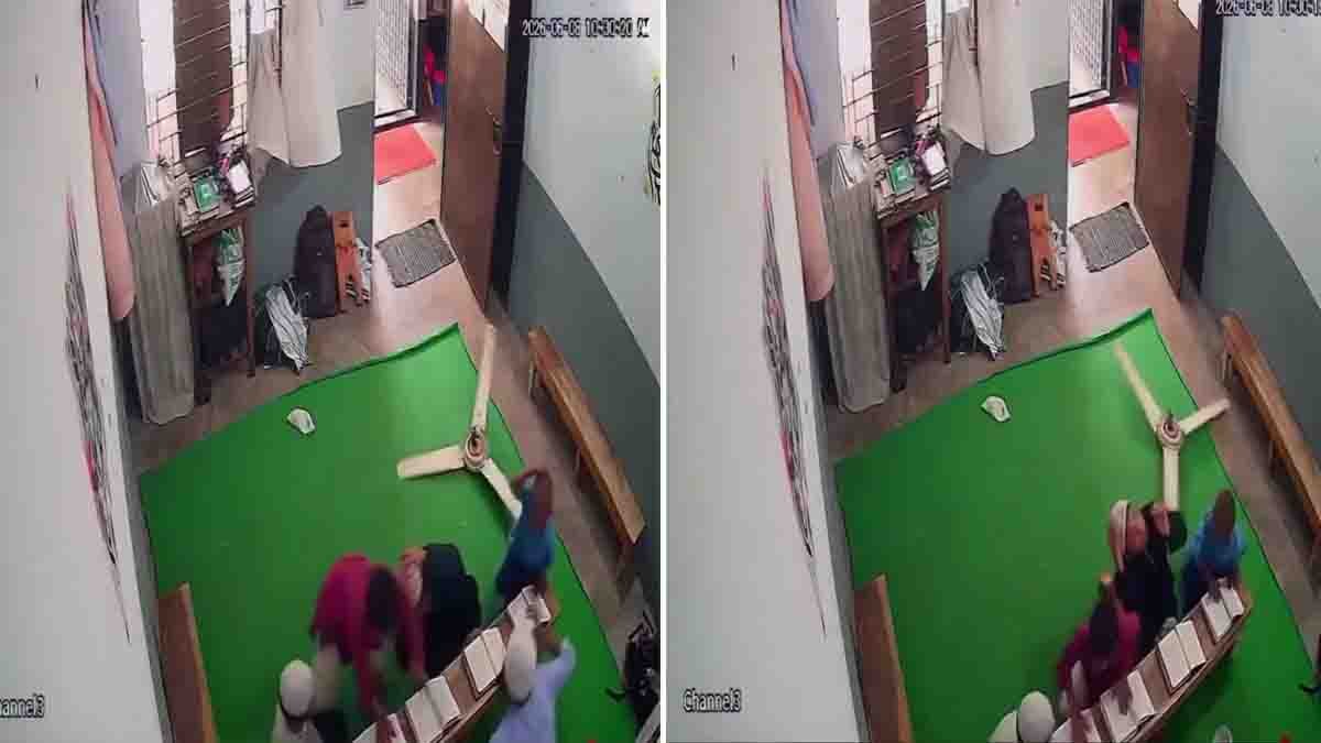 Madrasa Ceiling Fan Accident : ಬೆಚ್ಚಿಬೀಳಿಸುವ ವೈರಲ್ ವಿಡಿಯೋ: ಮದರಸಾದಲ್ಲಿ ಕುರಾನ್ ಓದುತ್ತಿದ್ದ ಮಗುವಿನ ಮೇಲೆ ದಿಢೀರ್ ಉರುಳಿದ ಸೀಲಿಂಗ್ ಫ್ಯಾನ್! 2 Madrasa ceiling fan accident as a ceiling fan falls on a child during Quran recitation