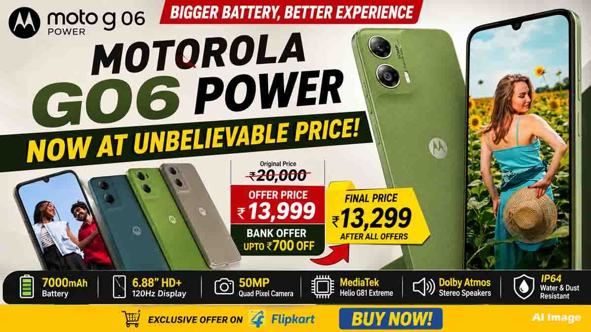 Motorola G06 Power smartphone with 7000mAh battery and 50MP camera