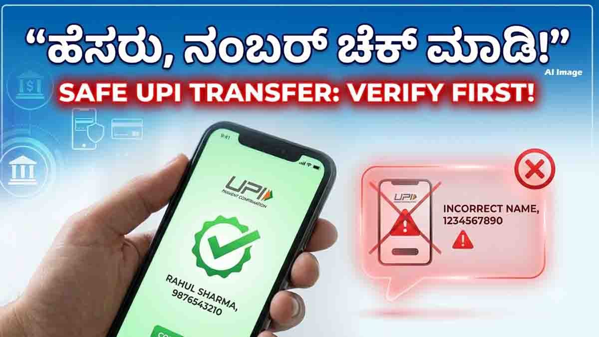 UPI Payment Safety showing a user checking the recipient name and payment amount before sending money