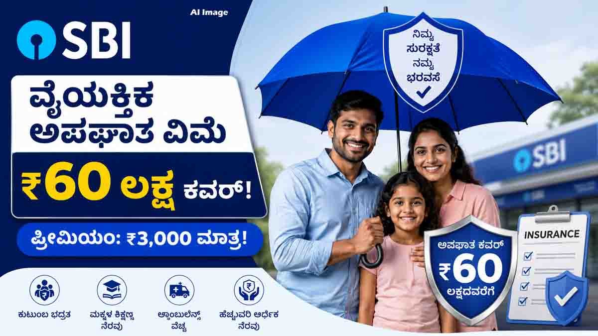 SBI Personal Accident Insurance : ದಿನಕ್ಕೆ ಕೇವಲ 8 ರೂಪಾಯಿ ಉಳಿಸಿ, ಎಸ್ಬಿಐನಿಂದ ₹60 ಲಕ್ಷದ ವಿಮೆ ಪಡೆಯಿರಿ: ಈ ಯೋಜನೆ ಬಗ್ಗೆ ನಿಮಗೆ ಗೊತ್ತೇ? 8 SBI Personal Accident Insurance: ₹60 Lakh Cover for ₹3,000? Check Benefits, Eligibility & Details