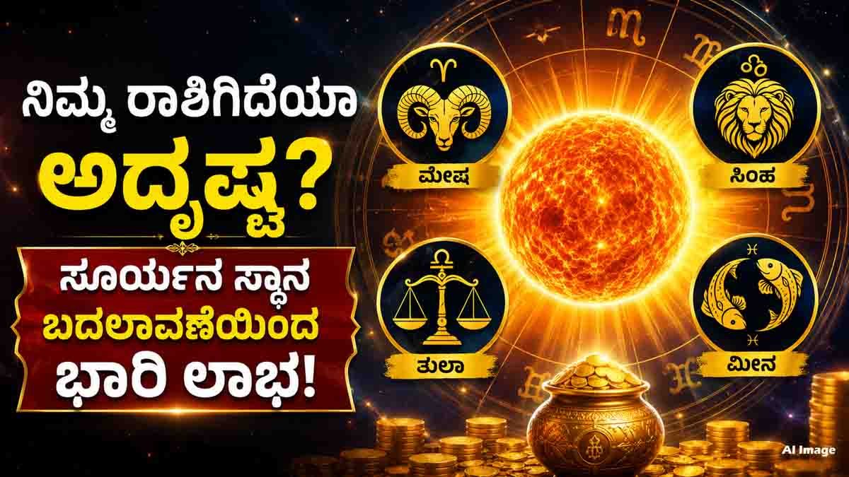 Sun Transit 2026 : ರವಿಯ ಕೃಪೆಯಿಂದ ತೆರೆಯಲಿದೆ ಅದೃಷ್ಟದ ಬಾಗಿಲು: ಈ 4 ರಾಶಿಯವರಿಗೆ ಸಿಗಲಿದೆ ಆಸ್ತಿ, ಅಧಿಕಾರ, ಗೌರವ...! 2 Sun Transit 2026 in Purva Phalguni Nakshatra and its effects on Aries, Leo, Libra and Pisces