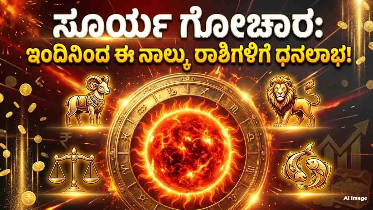 Sun Transit 2026 : ರವಿಯ ಕೃಪೆಯಿಂದ ತೆರೆಯಲಿದೆ ಅದೃಷ್ಟದ ಬಾಗಿಲು: ಈ 4 ರಾಶಿಯವರಿಗೆ ಸಿಗಲಿದೆ ಆಸ್ತಿ, ಅಧಿಕಾರ, ಗೌರವ...! 1 Sun Transit 2026 in Purva Phalguni Nakshatra and its effects on Aries, Leo, Libra and Pisces