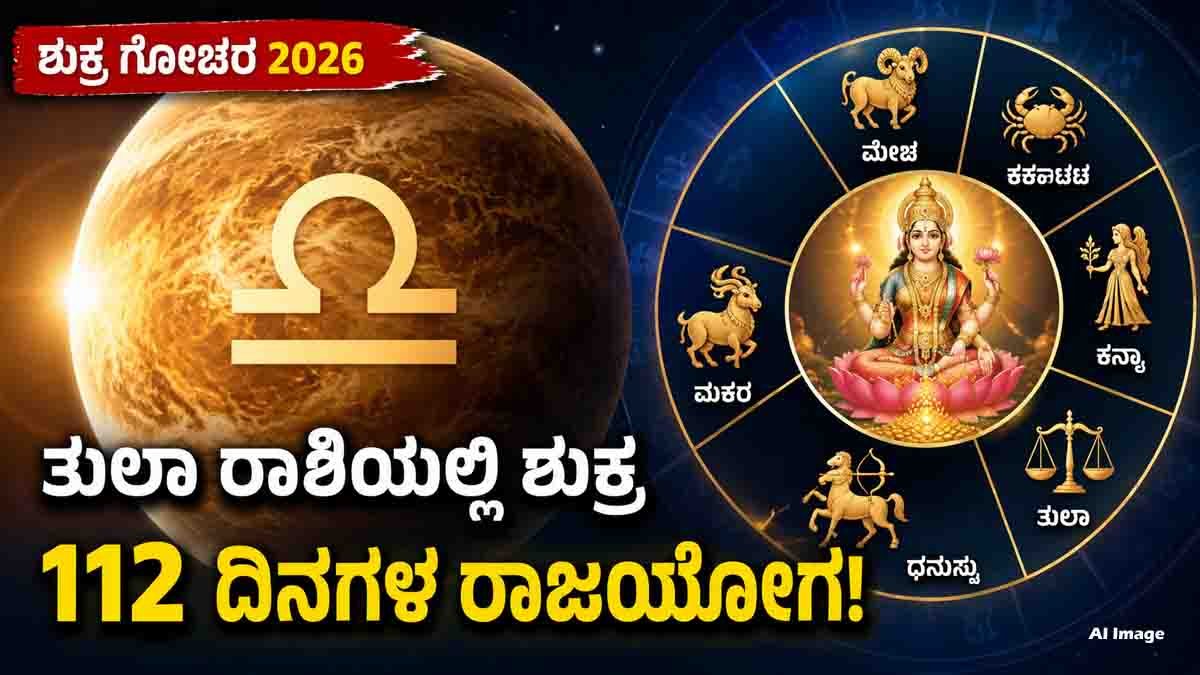 Venus Transit 2026 : ತುಲಾ ರಾಶಿಗೆ ಶುಕ್ರನ ಅಪರೂಪದ ಪ್ರವೇಶ, 112 ದಿನ ಈ 6 ರಾಶಿಯವರಿಗೆ ರಾಜಯೋಗ, ನಿಮ್ಮ ರಾಶಿಯೂ ಇದೆಯಾ? 2 Venus Transit 2026 in Libra bringing Rajayoga benefits to 6 zodiac signs