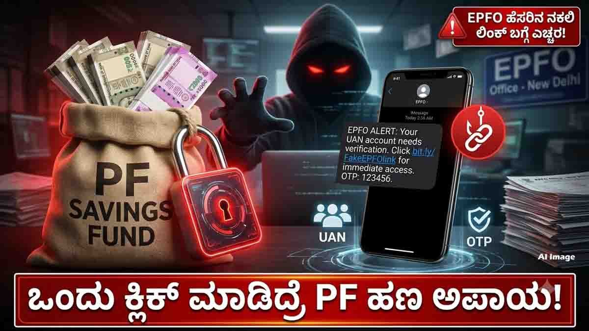 ಇಪಿಎಫ್ಒ (EPFO PF Fraud Alert) ಖಾತೆದಾರರೇ ಗಮನಿಸಿ: ಈ ಒಂದು ಲಿಂಕ್ ಕ್ಲಿಕ್ ಮಾಡಿದರೆ ನಿಮ್ಮ ಪಿಎಫ್ ಹಣ ಲೂಟಿಯಾಗಬಹುದು! 2 EPFO PF fraud alert warning employees about fake links, phishing scams and UAN OTP theft