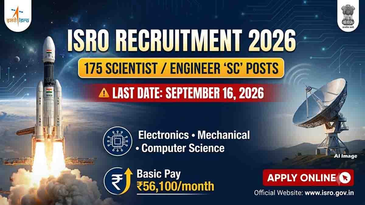ISRO Recruitment 2026 for 175 Scientist Engineer SC posts in Electronics, Mechanical and Computer Science