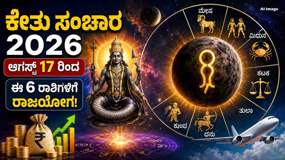 Ketu Transit 2026 : ಆಗಸ್ಟ್ 17 ರಿಂದ ಈ 6 ರಾಶಿಗಳ ಭವಿಷ್ಯ ಬದಲು, ಕೇತು ಕೃಪೆಯಿಂದ ಶುರುವಾಗಲಿದೆ ರಾಜಯೋಗ! 9 Ketu Transit 2026 bringing positive changes to 6 zodiac signs