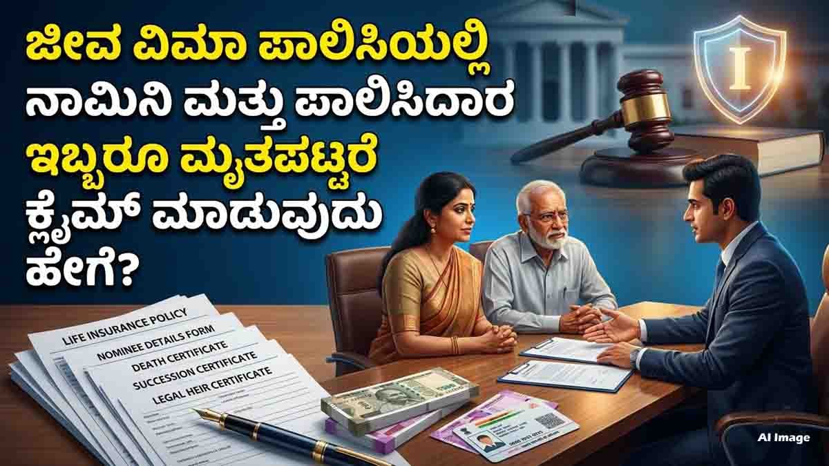 Life insurance policyholder and nominee death scenario showing legal heirs claiming insurance money