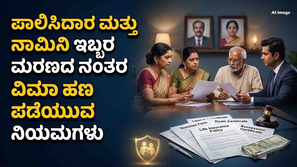 Life insurance policyholder and nominee death scenario showing legal heirs claiming insurance money