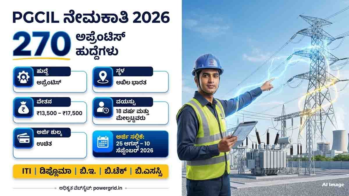 PGCIL Recruitment 2026: 270 Apprentice Posts, Eligibility, Stipend, Apply Online