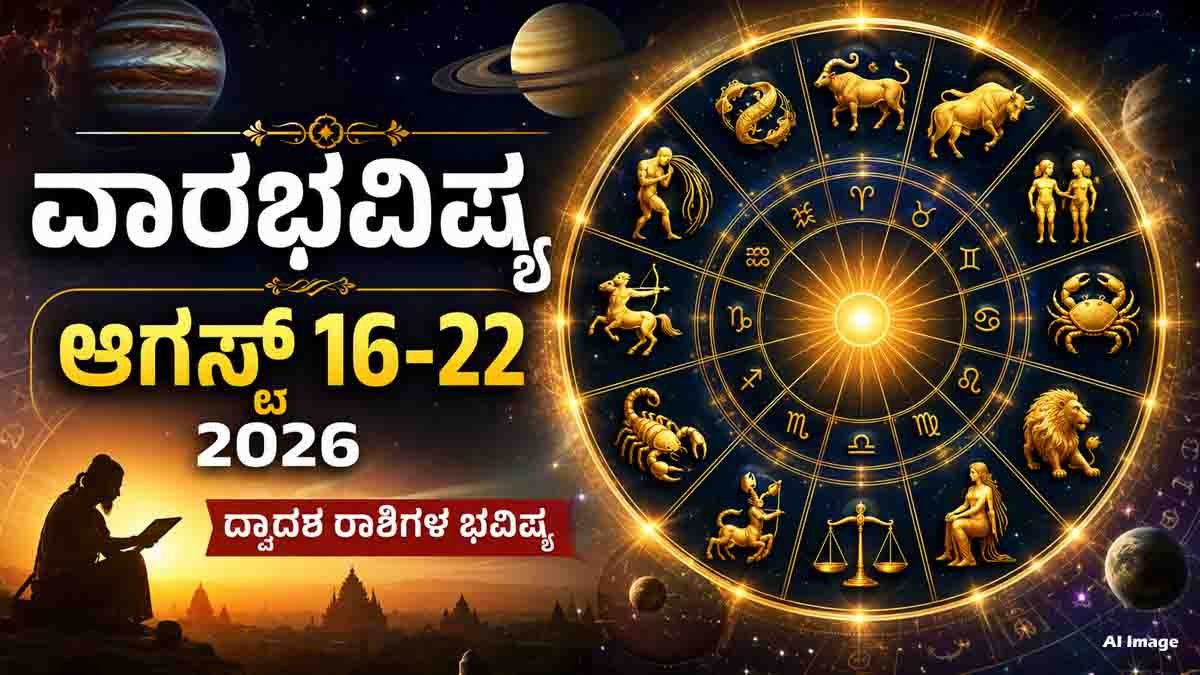 Weekly Horoscope (ಆಗಸ್ಟ್ 16-22, 2026) : ಈ ವಾರ ನಿಮ್ಮ ಅದೃಷ್ಟದ ಬಾಗಿಲು ತೆರೆಯಲಿದೆಯೇ? ದ್ವಾದಶ ರಾಶಿಗಳ ಕಂಪ್ಲೀಟ್ ಡೀಟೇಲ್ಸ್ ಇಲ್ಲಿದೆ! 4 Weekly Horoscope August 16–22, 2026 for all 12 zodiac signs