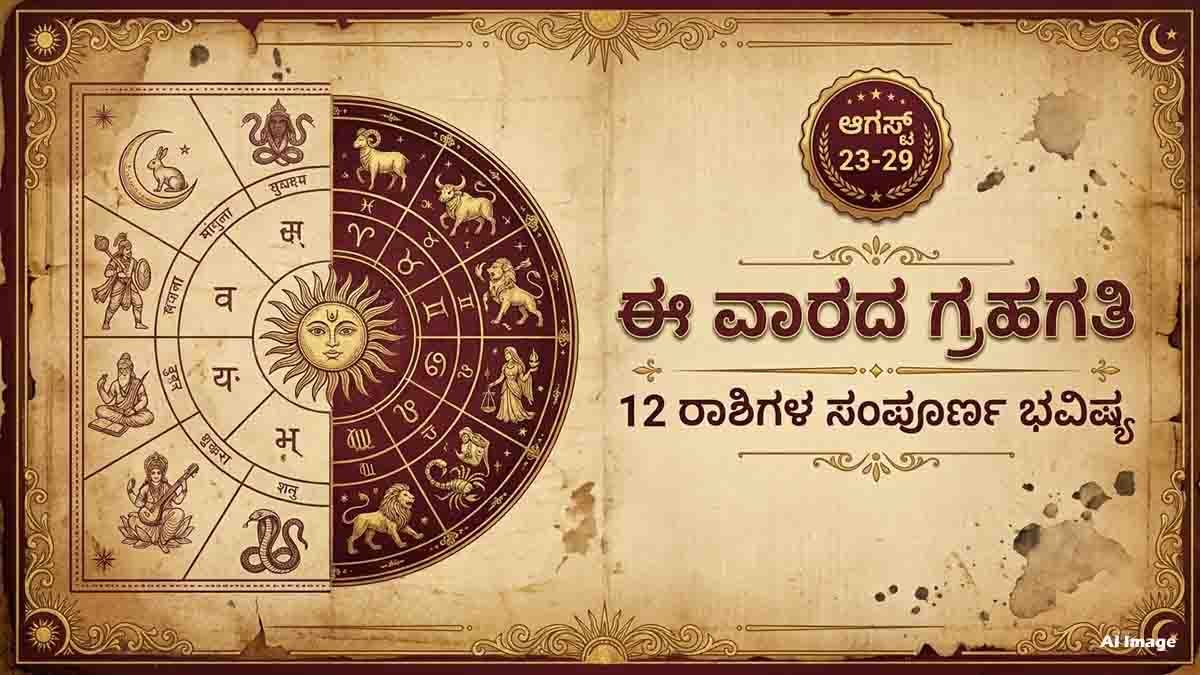 Weekly Horoscope (ಆಗಸ್ಟ್ 23 - 29): ಉದ್ಯೋಗ, ವ್ಯಾಪಾರ ಮತ್ತು ಪ್ರೇಮ ಜೀವನದಲ್ಲಿ ಯಾರಿಗೆ ಲಾಭ? ಯಾರಿಗೆ ಎಚ್ಚರಿಕೆ? 3 Weekly horoscope for August 23 to 29 featuring all 12 zodiac signs