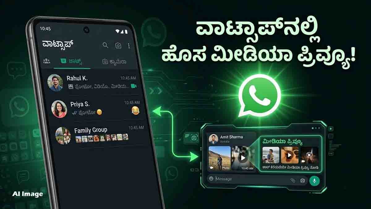 WhatsApp Media Preview feature showing photo, video and sticker thumbnails in the chat list
