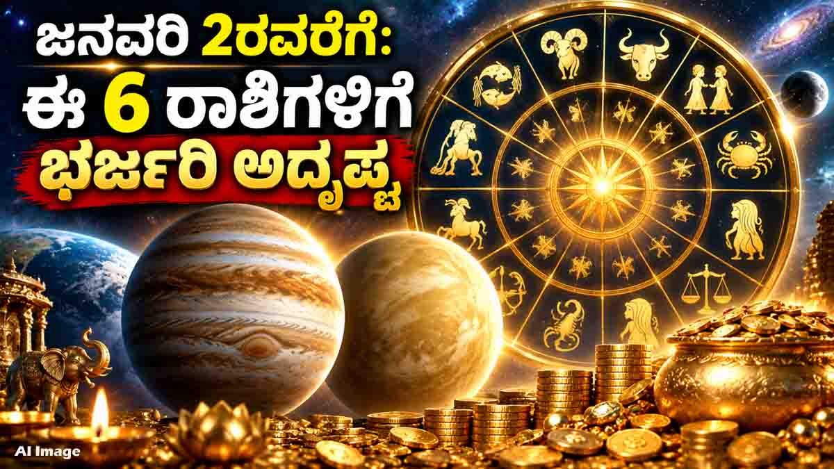 Zodiac Signs : ಜನವರಿ 2ರವರೆಗೆ ಈ 6 ರಾಶಿಗಳಿಗೆ ಮುಟ್ಟಿದ್ದೆಲ್ಲಾ ಚಿನ್ನ: ನಿಮ್ಮ ರಾಶಿಯೂ ಈ ಲಿಸ್ಟ್ನಲ್ಲಿದೆಯಾ? 2 Six zodiac signs that may experience financial gains, prosperity and positive changes until January 2 according to astrology