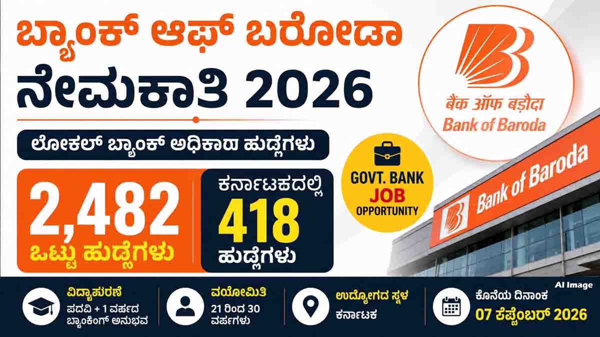 Bank of Baroda Recruitment 2026: 2,482 Posts, 418 in Karnataka