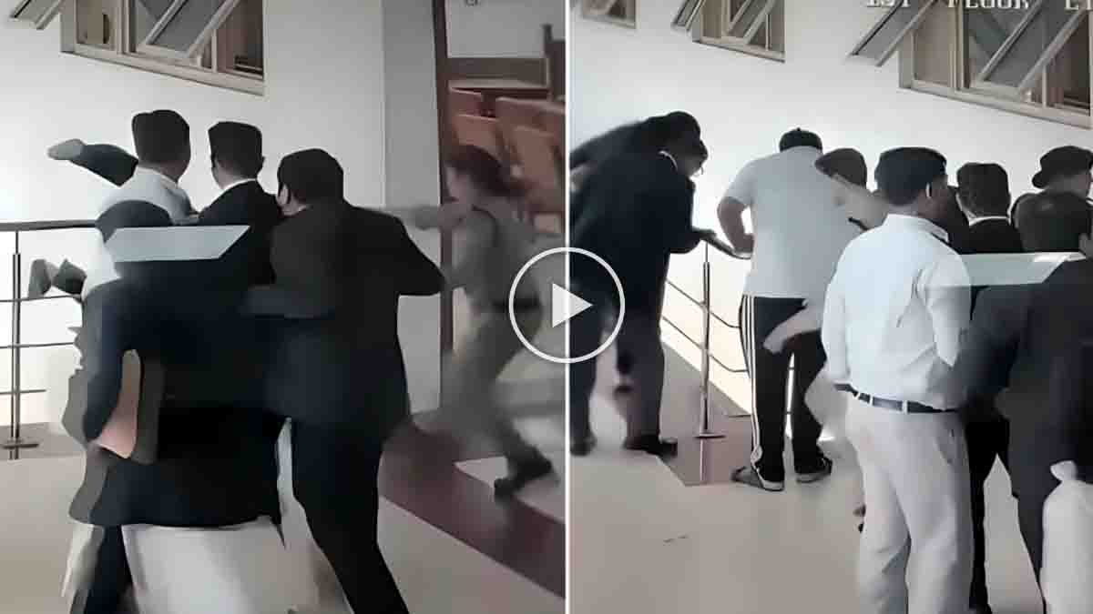 Dehradun Family Court CCTV Video showing a woman falling from the court building
