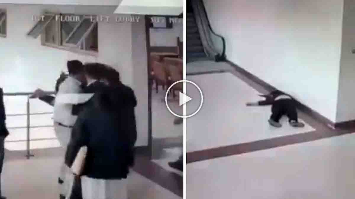 Dehradun Family Court CCTV Video showing a woman falling from the court building