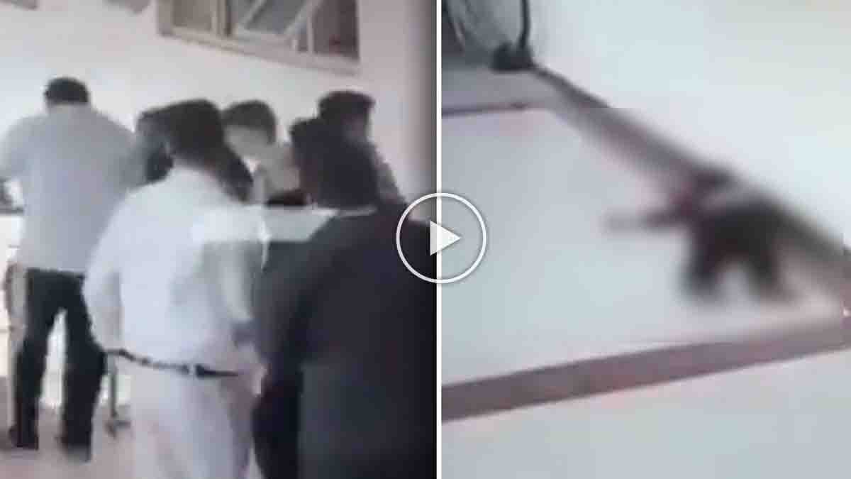 Dehradun Family Court CCTV Video showing a woman falling from the court building