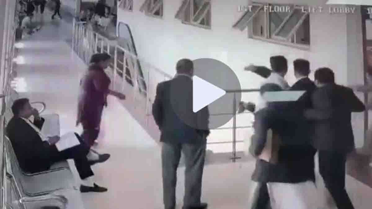 Dehradun Family Court CCTV Video showing a woman falling from the court building