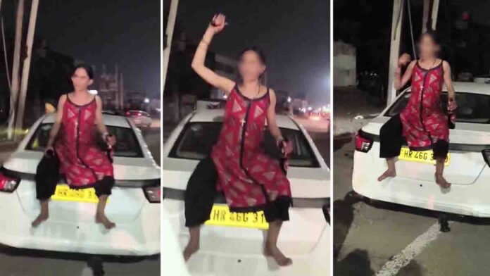 Haryana drunk woman allegedly creates a scene on a busy road