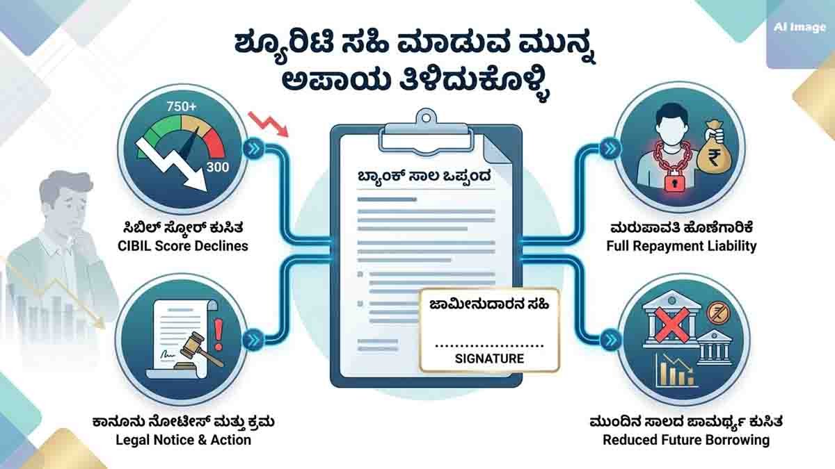 Loan Guarantor Risks : ಸಾಲಕ್ಕೆ ಶ್ಯೂರಿಟಿ ನಿಲ್ಲುವ ಮುನ್ನ ಹತ್ತು ಬಾರಿ ಯೋಚಿಸಿ: ಸ್ನೇಹಿತರ ಸಾಲ ನಿಮ್ಮ ಆರ್ಥಿಕ ನೆಮ್ಮದಿಗೆ ಕಂಟಕವಾಗದಿರಲಿ...! 3 Loan Guarantor Risks including CIBIL score impact, repayment liability and financial consequences