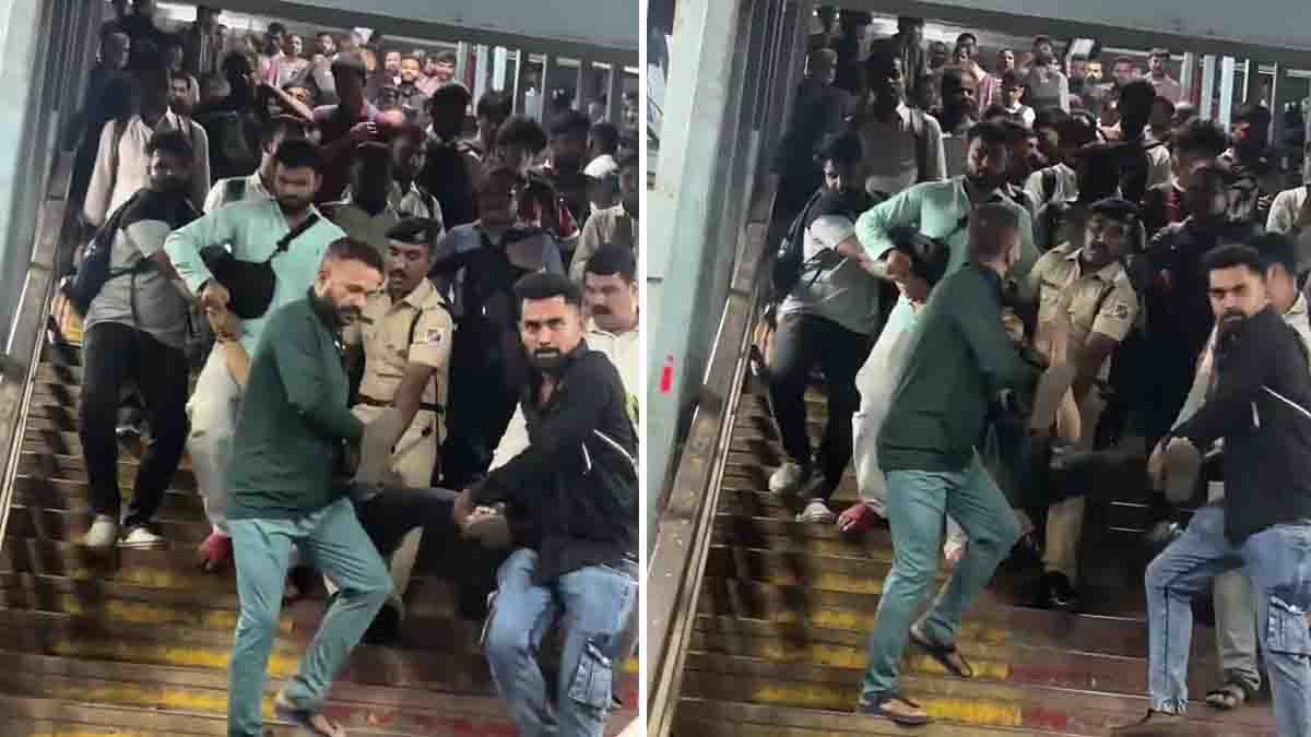Mumbai Local Train viral video of man caught at Kurla railway station