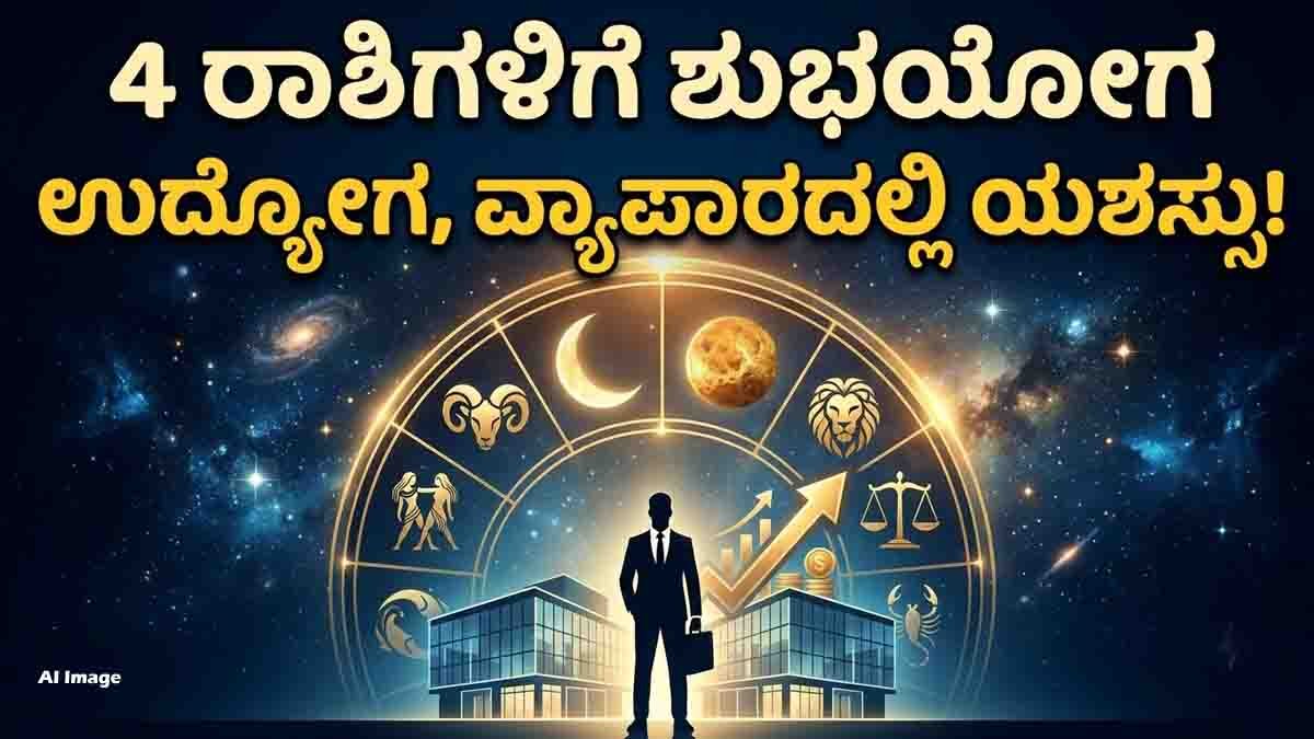 Navpancham Rajyoga formed by Venus and Moon bringing career, financial and business success to Aries Gemini Leo and Libra zodiac signs