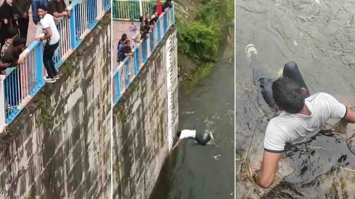 Pahuj Dam Viral Video : ಇನ್ ಸ್ಟಾಗ್ರಾಮ್ ರೀಲ್ಸ್ ಹುಚ್ಚಾಟ: ಝಾನ್ಸಿಯಲ್ಲಿ 30 ಅಡಿ ಎತ್ತರದ ಡ್ಯಾಮ್ನಿಂದ ಜಿಗಿದು ಎರಡೂ ಕಾಲು ಮುರಿದುಕೊಂಡ ಯುವಕ! 1 Pahuj Dam viral video shows a 32-year-old man injured after jumping from a 30-foot dam wall in Jhansi