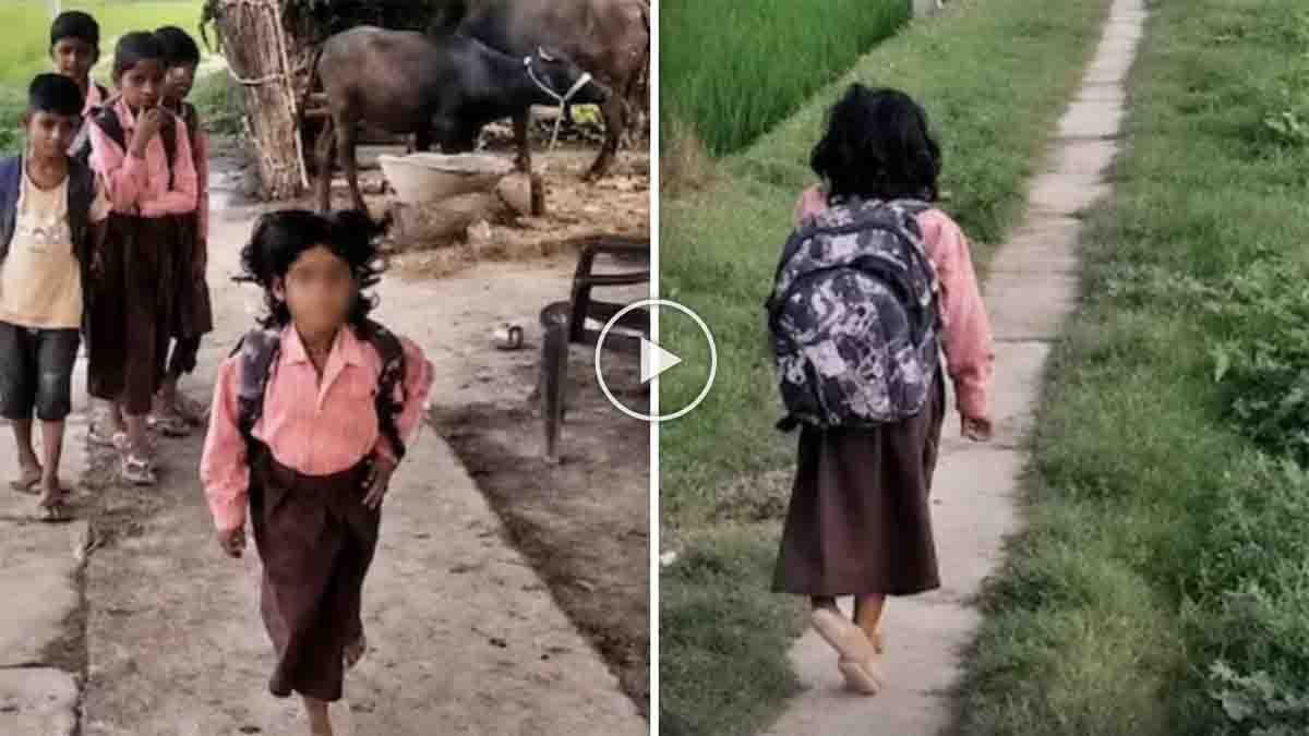 Ragini Uttar Pradesh girl who lost one leg travels to school and receives a tricycle