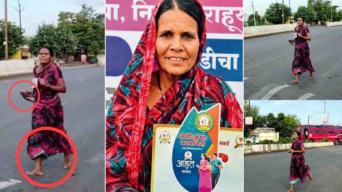 Ramabai Randhir marathon winner running barefoot in Beed, Maharashtra