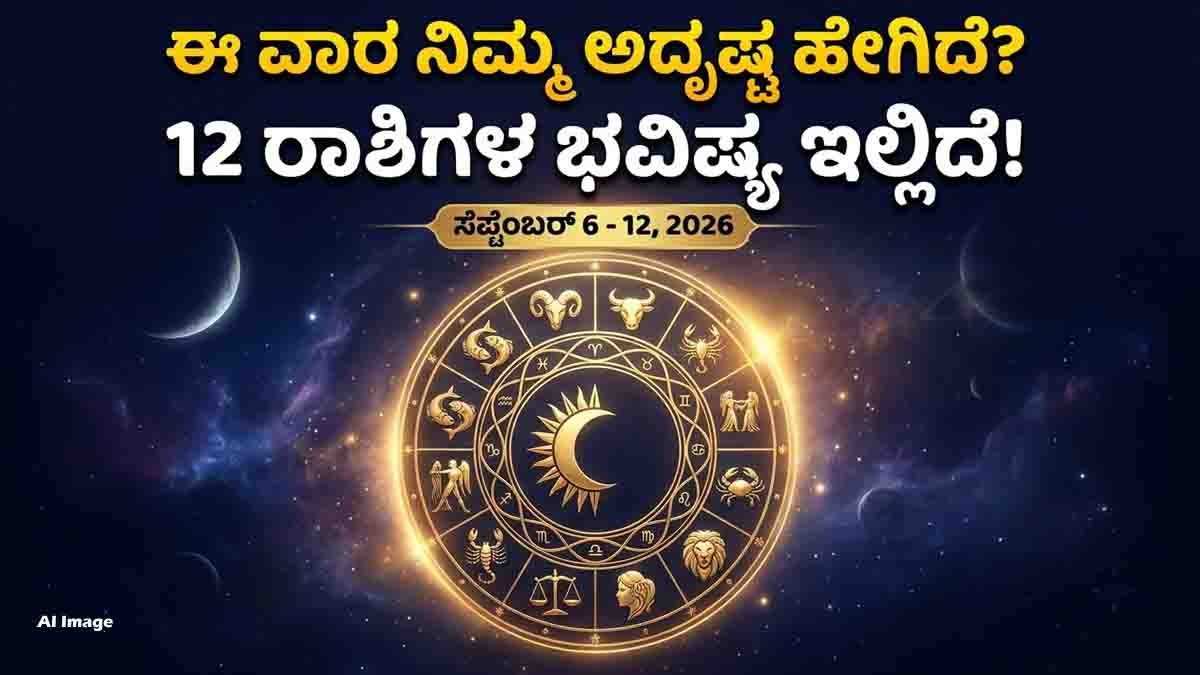 Weekly Horoscope : ವಾರ ಭವಿಷ್ಯ (ಸೆಪ್ಟೆಂಬರ್ 6 - 12, 2026): ಉದ್ಯೋಗ, ಆರ್ಥಿಕತೆಯಲ್ಲಿ ಯಾರಿಗೆ ಶುಭ? ಇಲ್ಲಿದೆ 12 ರಾಶಿಗಳ ಸಾಪ್ತಾಹಿಕ ರಾಶಿ ಭವಿಷ್ಯ..! 1 Weekly Horoscope for September 6 to 12, 2026 for all 12 zodiac signs