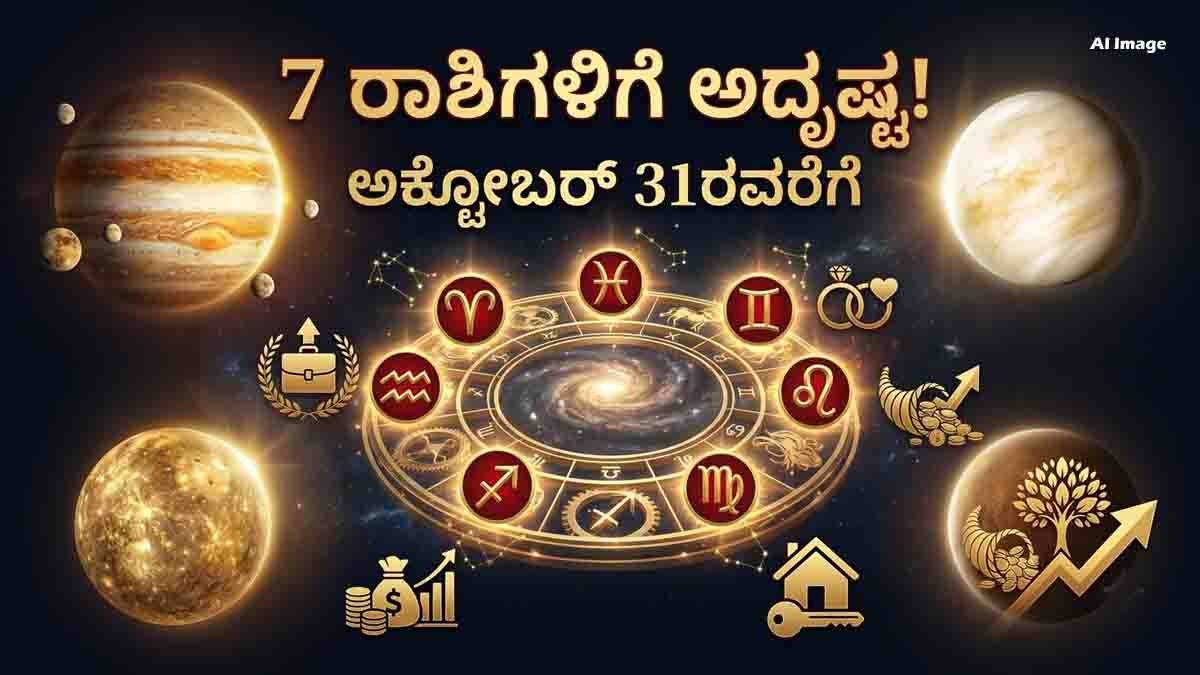 Astrology Predictions : ಅಕ್ಟೋಬರ್ 31ರವರೆಗೆ ಇವರಿಗೆ ಸುರ್ವಣಕಾಲ..! ನಿಮ್ಮ ರಾಶಿಯೂ ಈ ಲಕ್ಕಿ ಲಿಸ್ಟ್ನಲ್ಲಿದೆಯಾ ನೋಡಿ? 2 Astrology predictions for 7 lucky zodiac signs with career, marriage and financial benefits