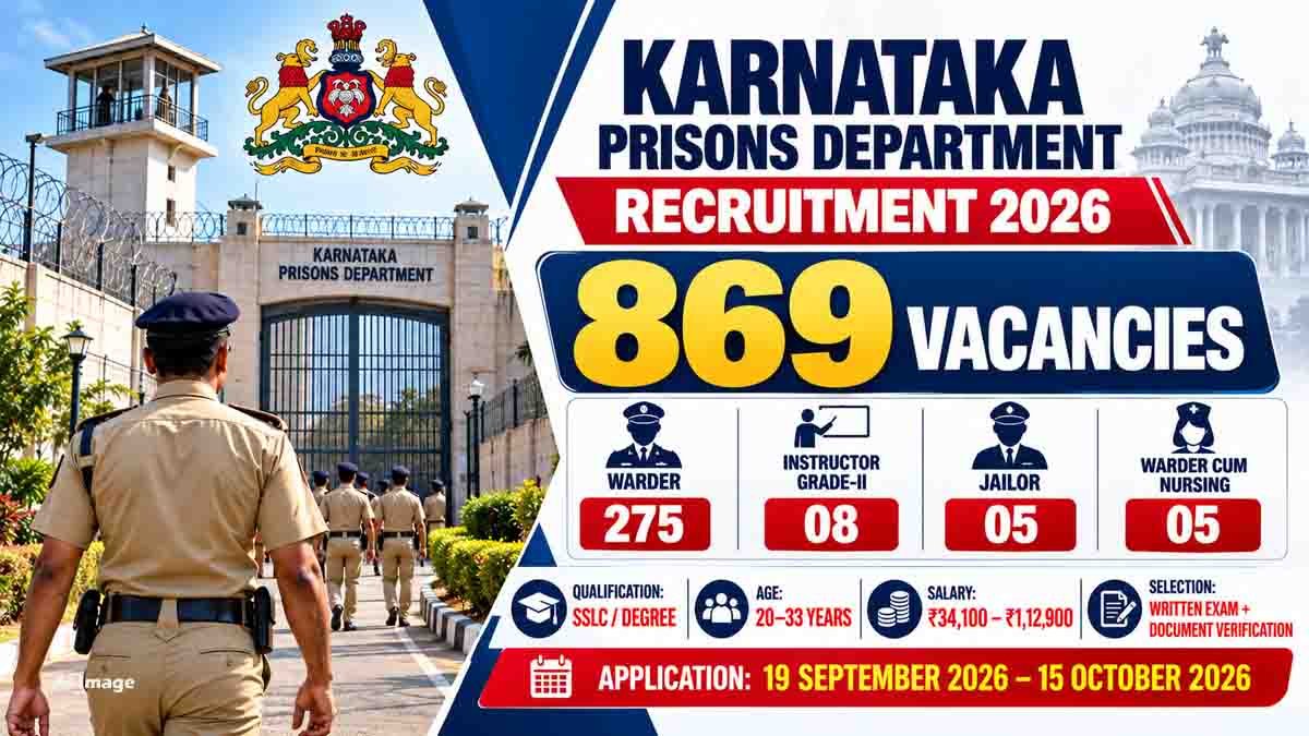 Govt Jobs 2026 Karnataka Prisons Department recruitment for Jailor and Warder posts
