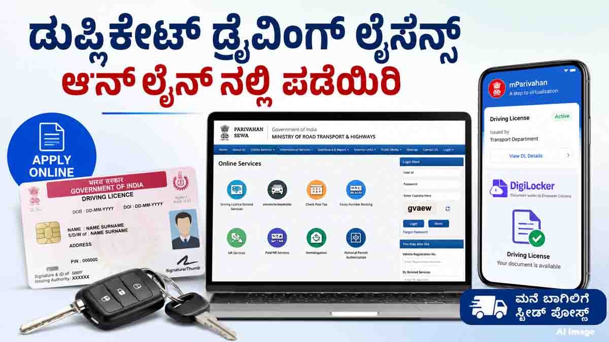 Duplicate Driving License Online : ಡ್ರೈವಿಂಗ್ ಲೈಸೆನ್ಸ್ ಕಳೆದುಹೋಗಿದ್ಯಾ? ಚಿಂತೆ ಬಿಡಿ, ಮನೆಯಲ್ಲೇ ಕುಳಿತು ಡುಪ್ಲಿಕೇಟ್ DL ಪಡೆಯಲು ಇಲ್ಲಿದೆ ಸುಲಭ ವಿಧಾನ..! 3 Duplicate Driving License Online application process