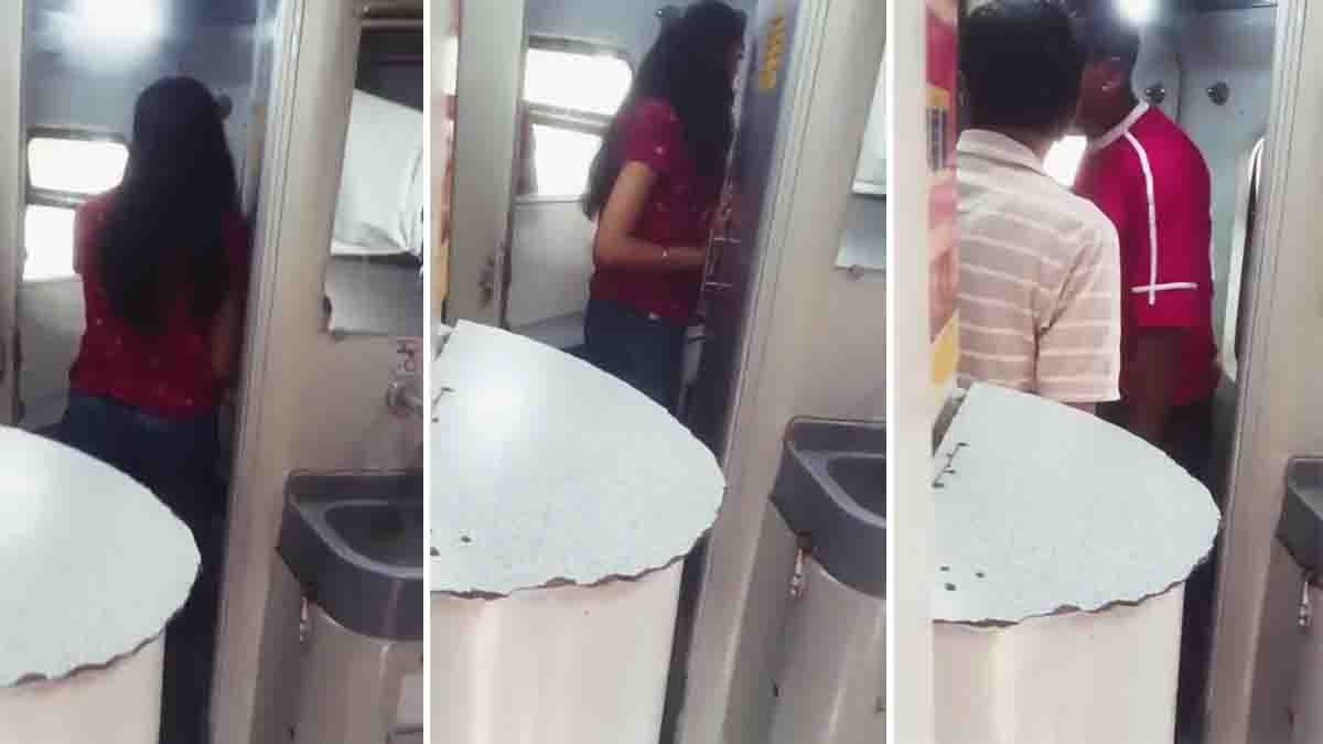 Train washroom viral video showing a shocking incident involving passengers