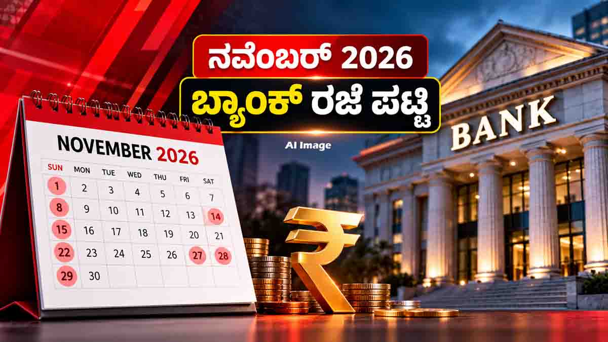November 2026 bank holiday list in India, including Karnataka bank holidays