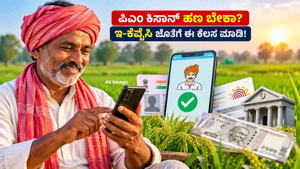 Indian farmer checking PM Kisan 24th installment and e-KYC requirements