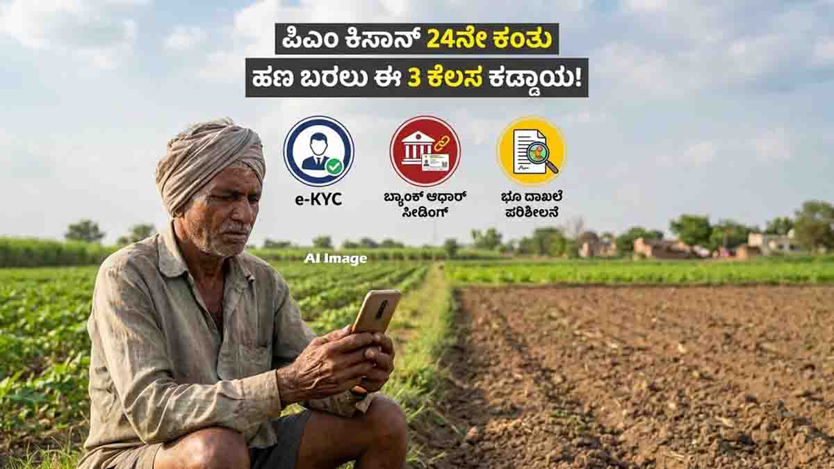 Indian farmer checking PM Kisan 24th installment and e-KYC requirements