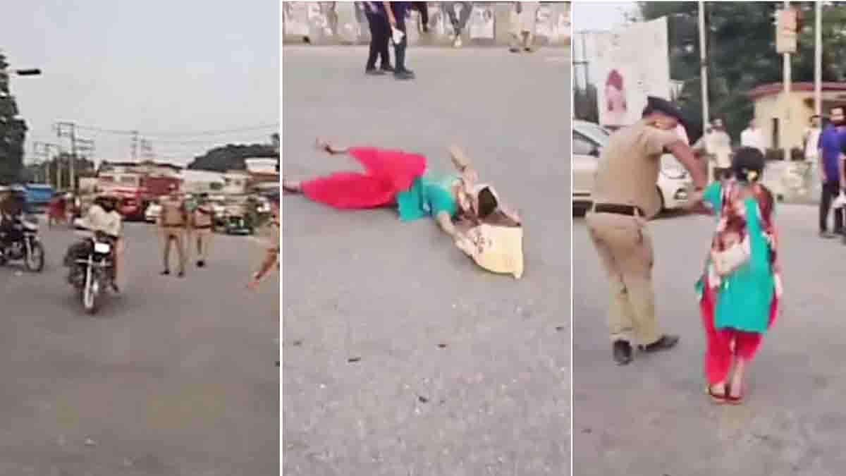 Rudrapur viral video reportedly shows a woman falling from a motorcycle as the rider attempts to escape traffic police.
