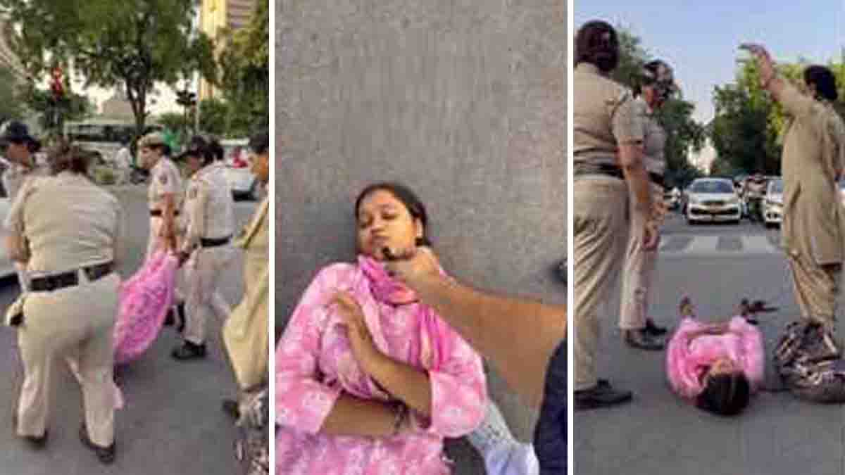 Thalapathy Vijay fan viral video showing a woman lying on a Delhi road