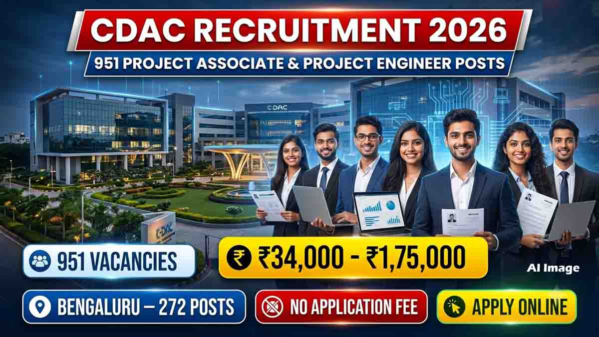 CDAC Recruitment 2026 for 951 Project Associate and Project Engineer vacancies