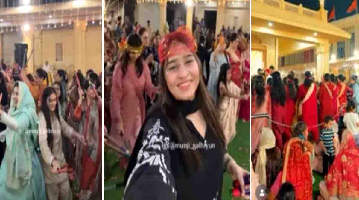 Karachi Navratri viral video showing Hindu devotees celebrating Navratri with Garba dance at a temple in Karachi, Pakistan.